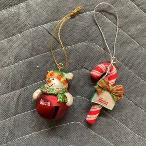 Set of 2 Alicia Monogrammed Christmas Ornaments